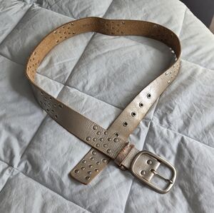 Studded Metallic Leather Belt - Large